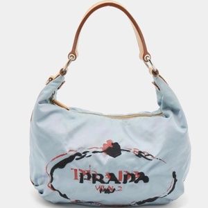 Authentic Prada Blue Tessuto Nylon Stencil Pervinc